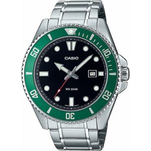 Relógio masculino Casio DIVER DATE 200M - BLACK Preto Prateado (Ø 44 mm) (Ø 46 mm)