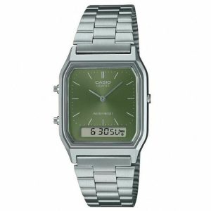 Relógio unissexo Casio EDGY COLLECTION SUNRAY DIAL - GREEN MOSS Verde Prateado
