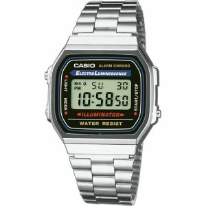 Relógio masculino Casio A168WA-1YES Preto Prateado